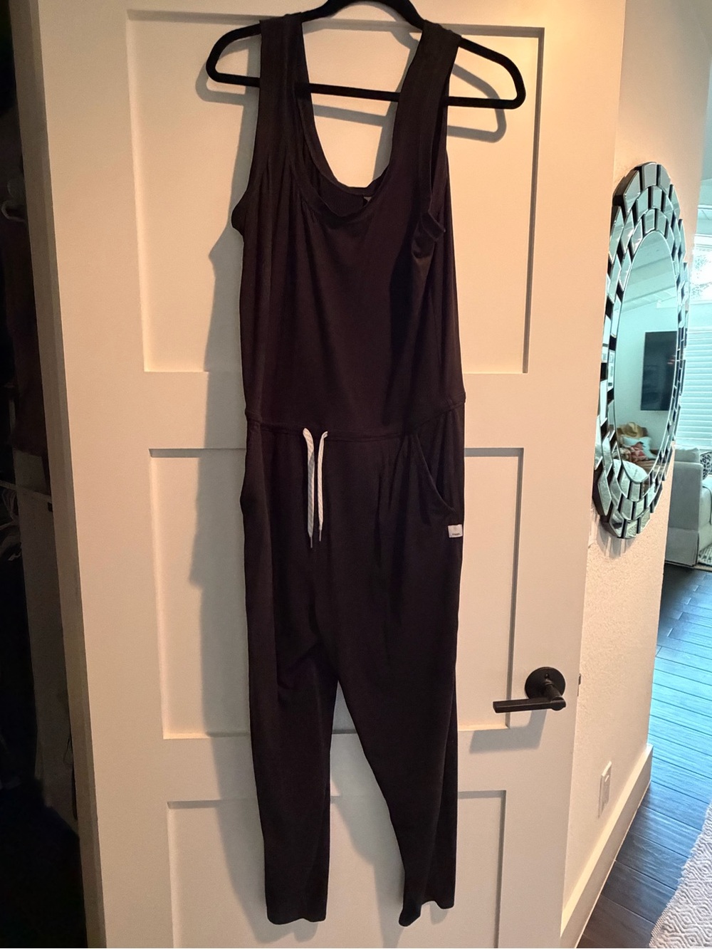Vuori Black Sleeveless Drawstring Jumpsuit
